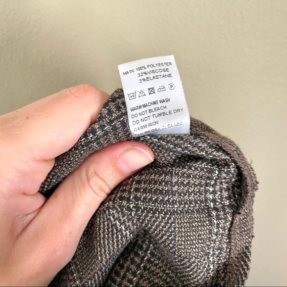 ELVI Dress Brown Micro Plaid Houndstooth Shirt Tunic Shacket Academia 8 - Picture 9 of 9